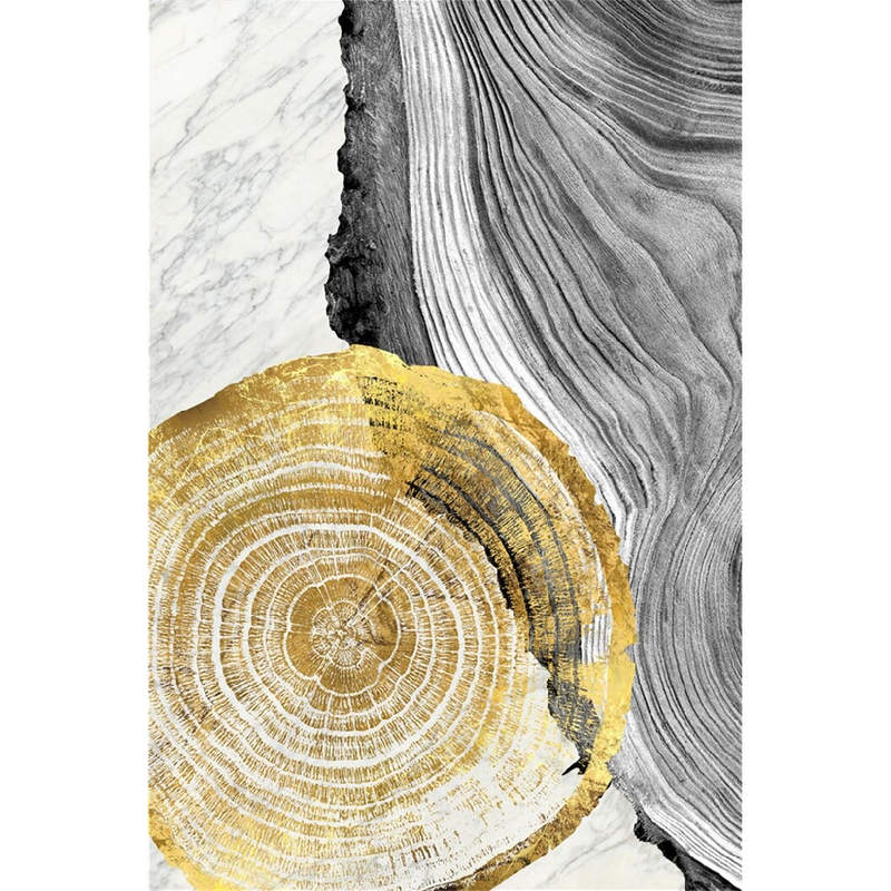 Birds and Tree Rings Abstract Wall Art Canvas Print