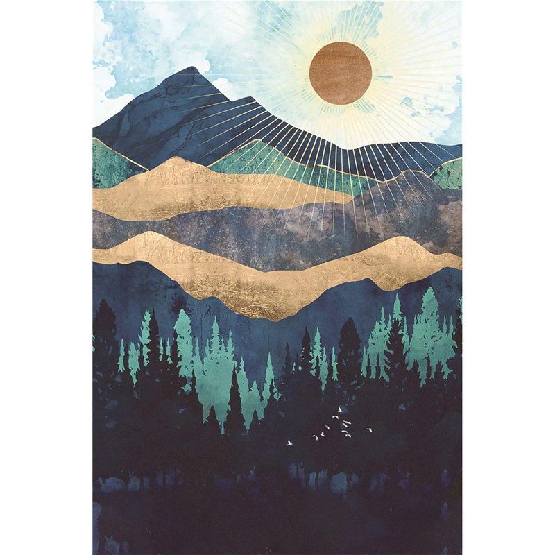 Mountain Sunrise and Sunset Abstract Wall Art Canvas Print