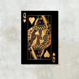 Queen of Hearts Gold Playing Cards Wall Art Canvas Print