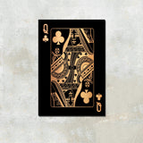 Queen of Clubs Gold Playing Cards Wall Art Canvas Print