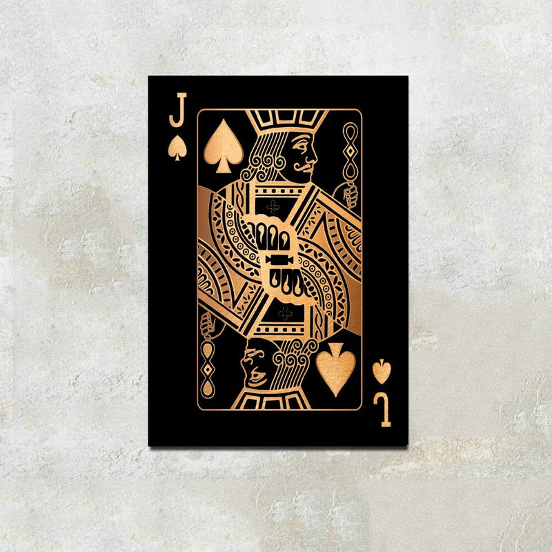 Jack of Spades Gold Playing Cards Wall Art Canvas Print