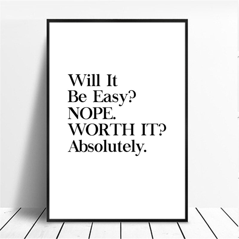 Success Worth It Motivational Quotes Wall Art Canvas Print