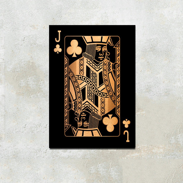 Jack of Clubs Gold Playing Cards Wall Art Canvas Print