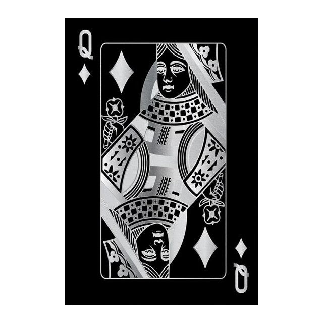 Queen of Diamonds Silver Playing Cards Wall Art Canvas Print