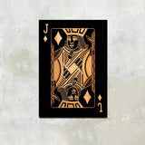 Jack of Diamonds Gold Playing Cards Wall Art Canvas Print