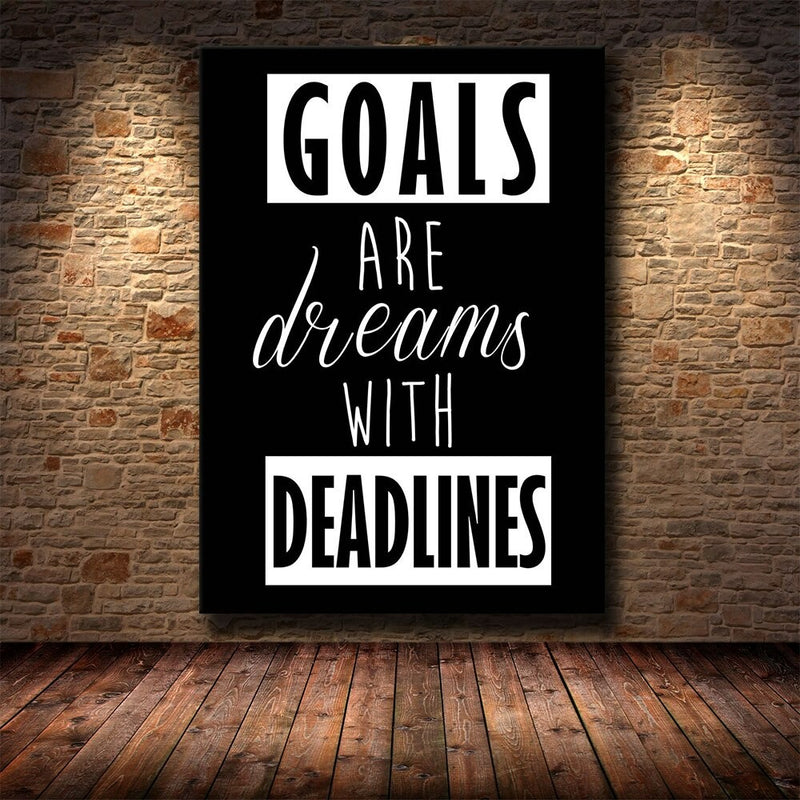 Goals Are Dreams With Deadlines Motivational Wall Art Canvas Print