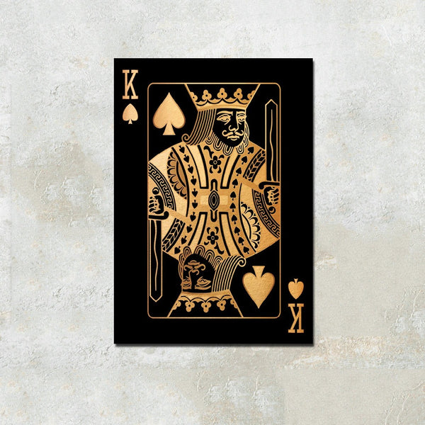 King of Spades Gold Playing Cards Wall Art Canvas Print