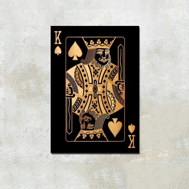 King of Spades Gold Playing Cards Wall Art Canvas Print