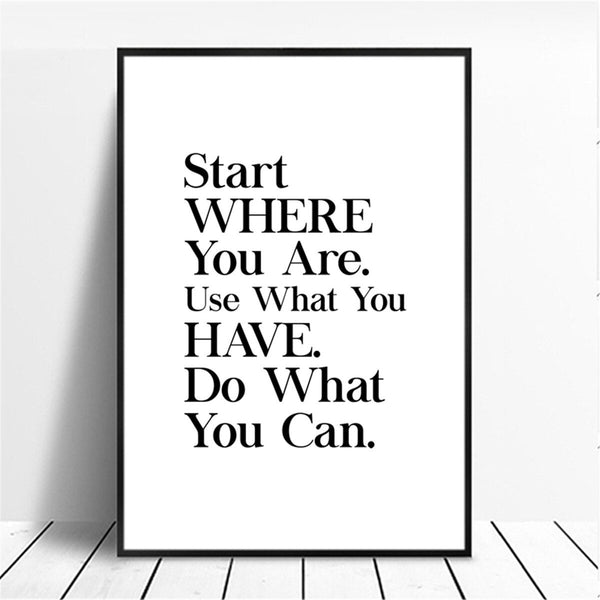 Start Where You Are Motivational Quotes Wall Art Canvas Print