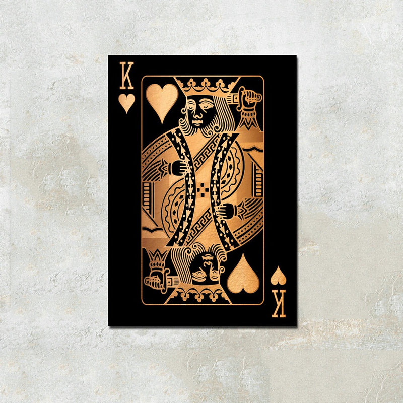King of Hearts Gold Playing Cards Wall Art Canvas Print