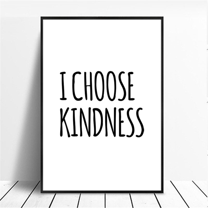 I Choose Kindness Minimalist Inspiriational Wall Art Canvas Print