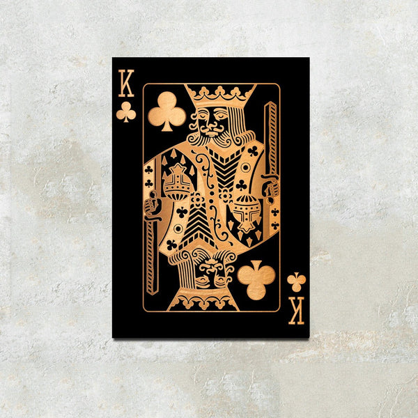 King of Clubs Gold Playing Cards Wall Art Canvas Print