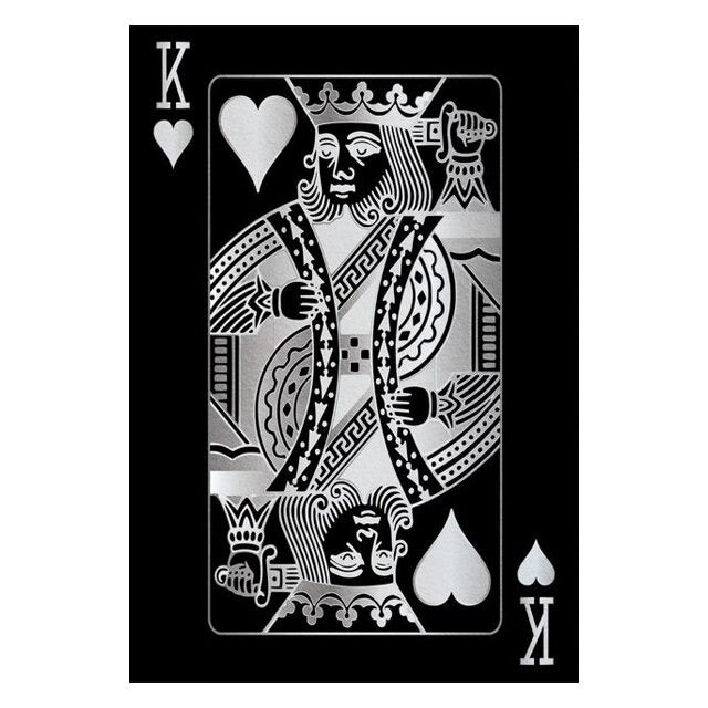 King of Hearts Silver Playing Cards Wall Art Canvas Print