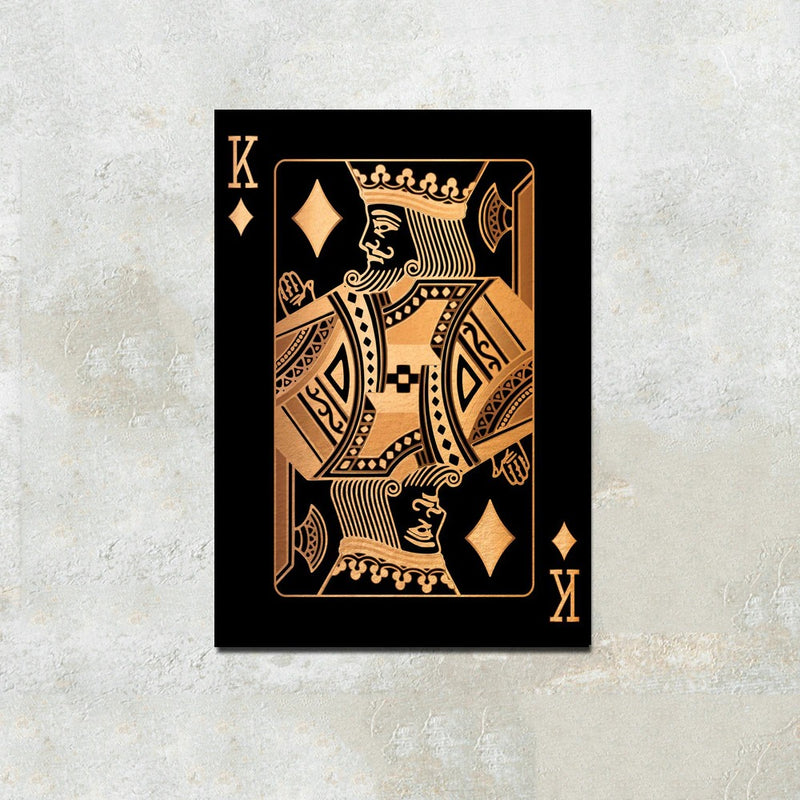 King of Diamonds Gold Playing Cards Wall Art Canvas Print