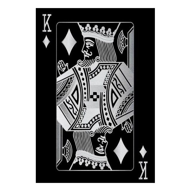 King of Diamonds Silver Playing Cards Wall Art Canvas Print