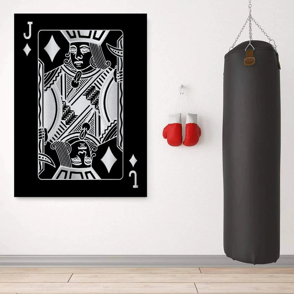 Jack of Diamonds Silver Playing Cards Wall Art Canvas Print