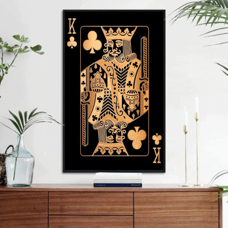 King of Clubs Gold Playing Cards Wall Art Canvas Print