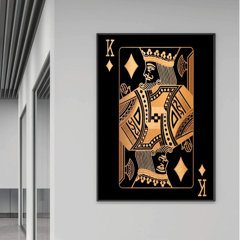 King of Diamonds Gold Playing Cards Wall Art Canvas Print