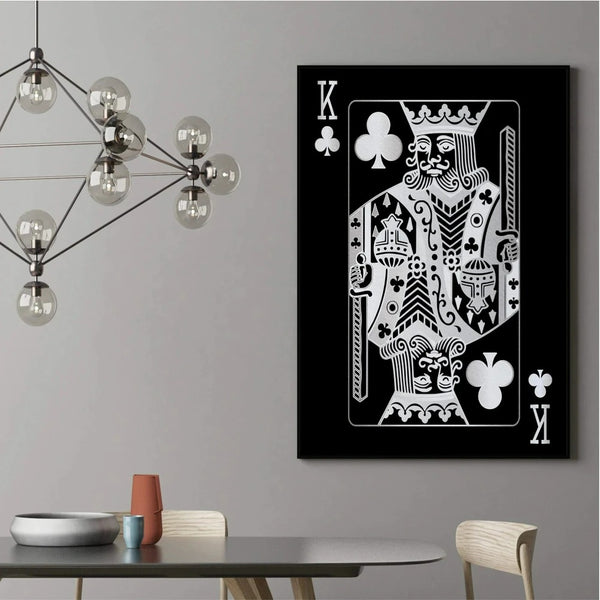 King of Clubs Silver Playing Cards Wall Art Canvas Print