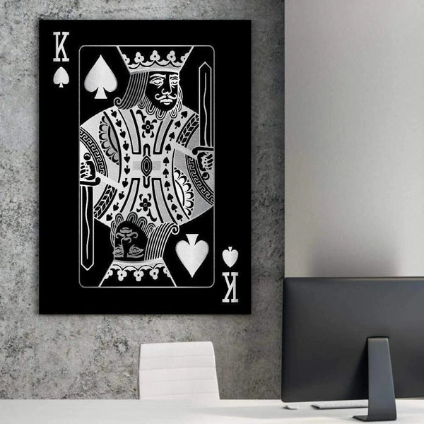 King of Spades Silver Playing Cards Wall Art Canvas Print