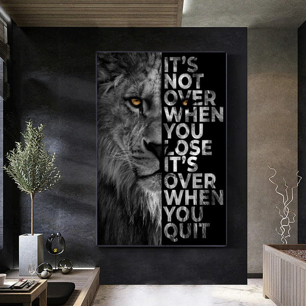 Its Not Over When You Lose Lion Motivational Quote Wall Art Canvas Print