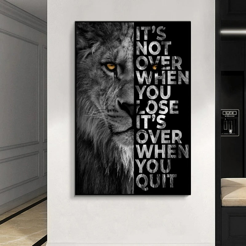 Its Not Over When You Lose Lion Motivational Quote Wall Art Canvas Print