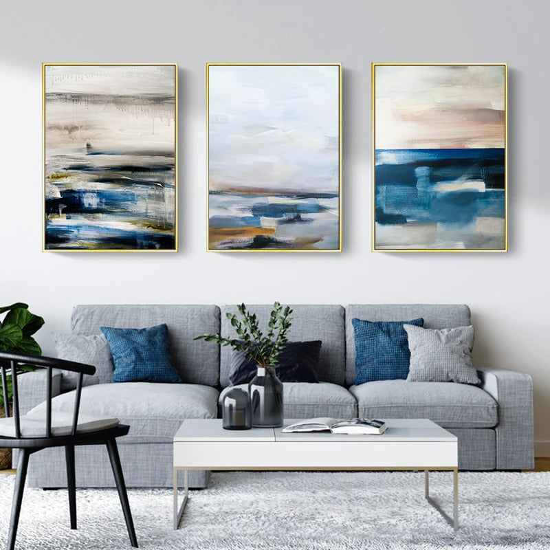 Blue Wave Abstract Wall Art Canvas Print