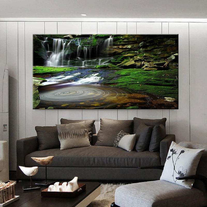 Waterfall in Forest Scenery Wall Art Canvas Print