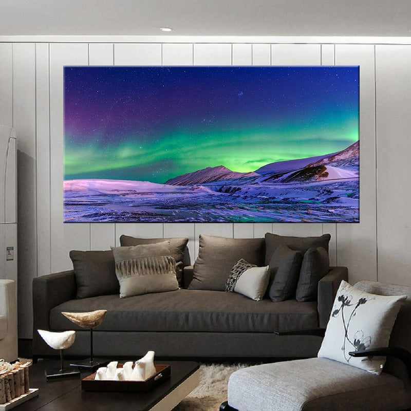 Colorful Ice Lake with Mountains Nature Wall Art Canvas Print