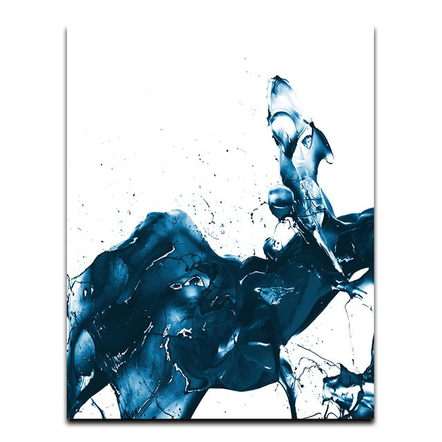 Blue Splashed Water Abstract Wall Art Canvas Print