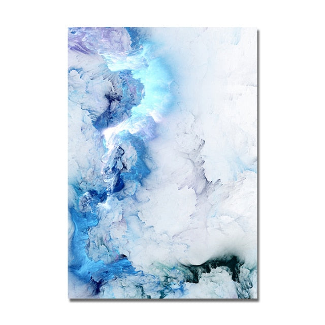 Blue Marble Wave Abstract Wall Art Canvas Print
