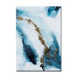Golden Blue Wave Abstract Wall Art Canvas Print