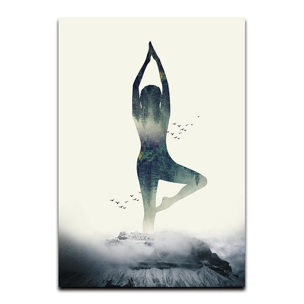 Woman Yoga Abstract Wall Art Canvas Print