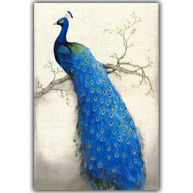 Blue Peacock Wall Art Canvas Print