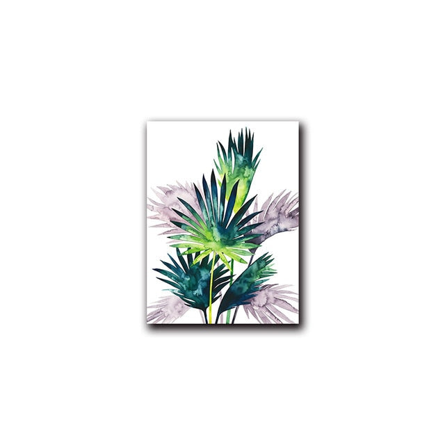 Tropical Green Leaves Abstract Wall Art Canvas Print