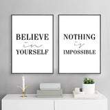 Believe in Yourself - Nothing is Impossible Quote Wall Art Canvas Print