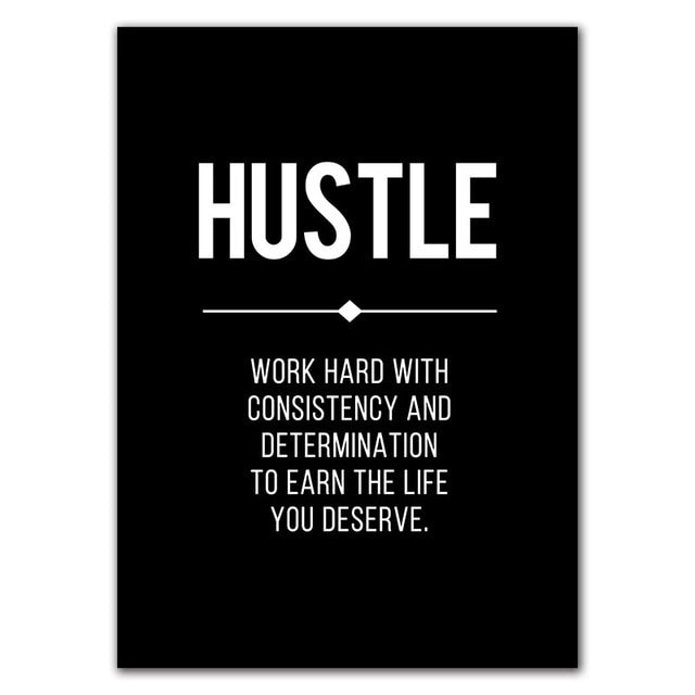 Hustle Grind Execute Quote Wall Art Canvas Print
