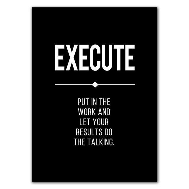 Hustle Grind Execute Quote Wall Art Canvas Print