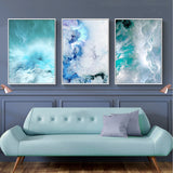 Blue Marble Wave Abstract Wall Art Canvas Print