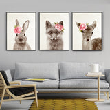Fox Fawn and Rabbit Wall Art Canvas Print