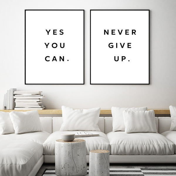 Never Give Up Quote Wall Art Canvas Print