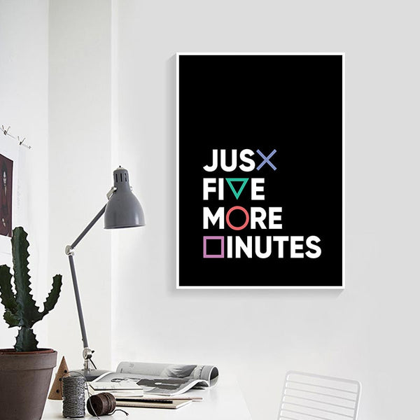 Just Five More Minutes Quote Wall Art Canvas Print