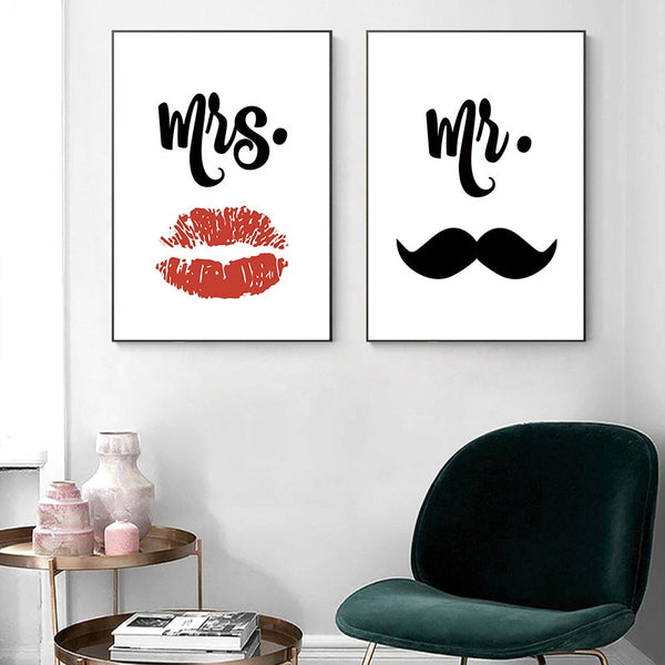 Mr and Mrs Wall Art Canvas Print