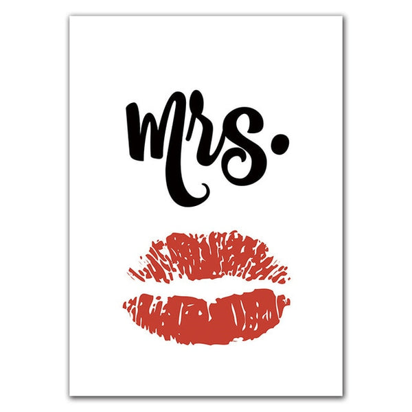 Mr and Mrs Wall Art Canvas Print