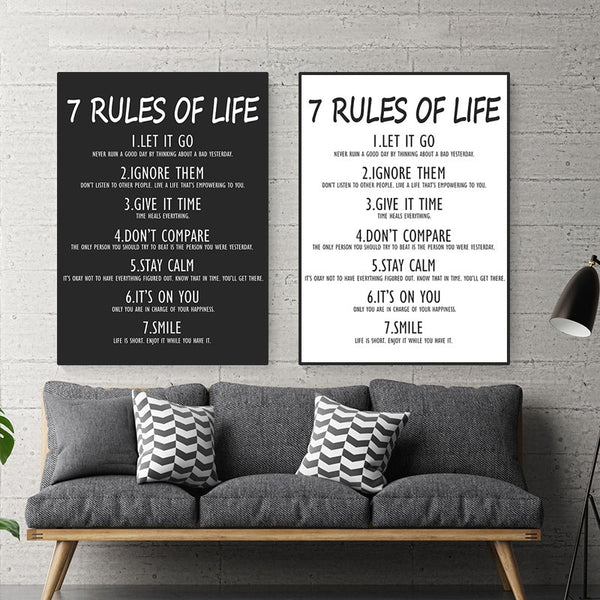 Rules of Life Quote Wall Art Canvas Print