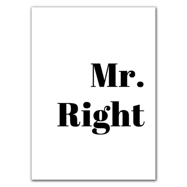 Mr and Mrs Always Right Quote Wall Art Canvas Print