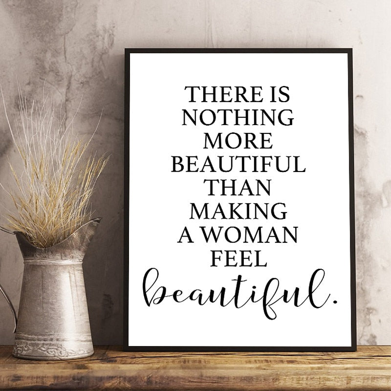 Making A Woman Feel Beautiful Quote Wall Art Canvas Print