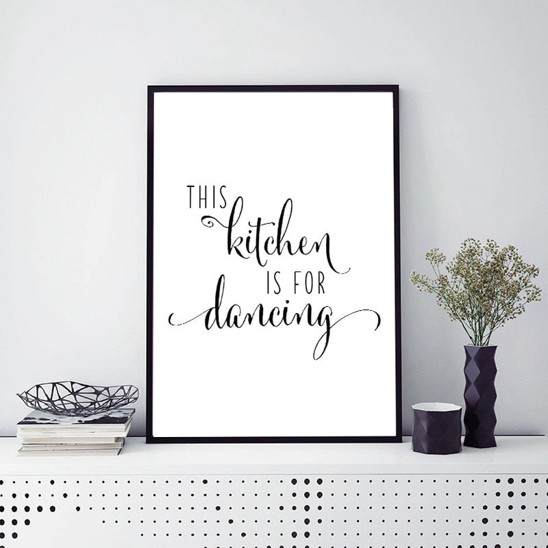 This Kitchen is for Dancing Quote Wall Art Canvas Print