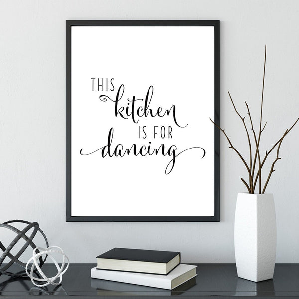 This Kitchen is for Dancing Quote Wall Art Canvas Print