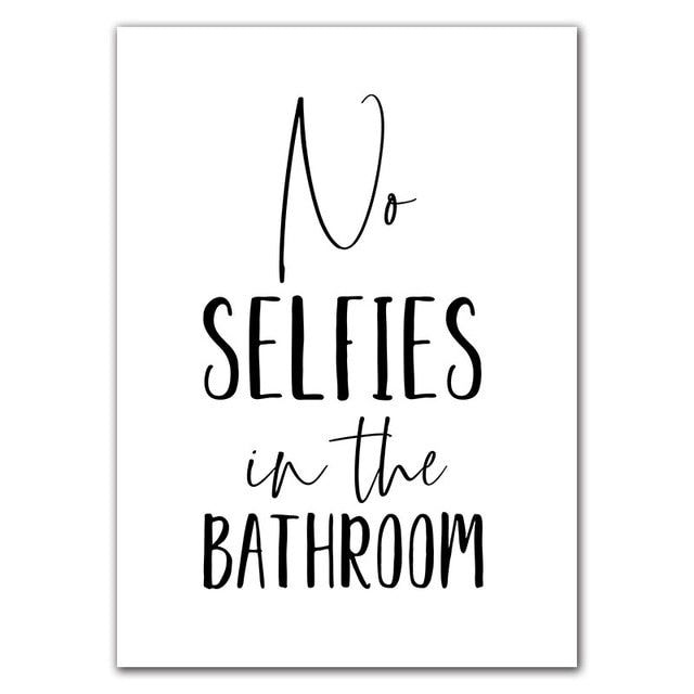 No Selfies In the Bathroom Wall Art Canvas Print